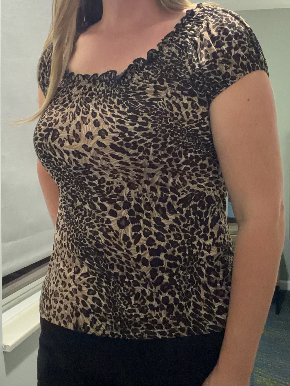 Carol Rose Leopard Print Short Sleeve Women's Top